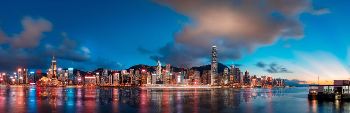 Hong Kong Victoria Harbor in beautiful sunset